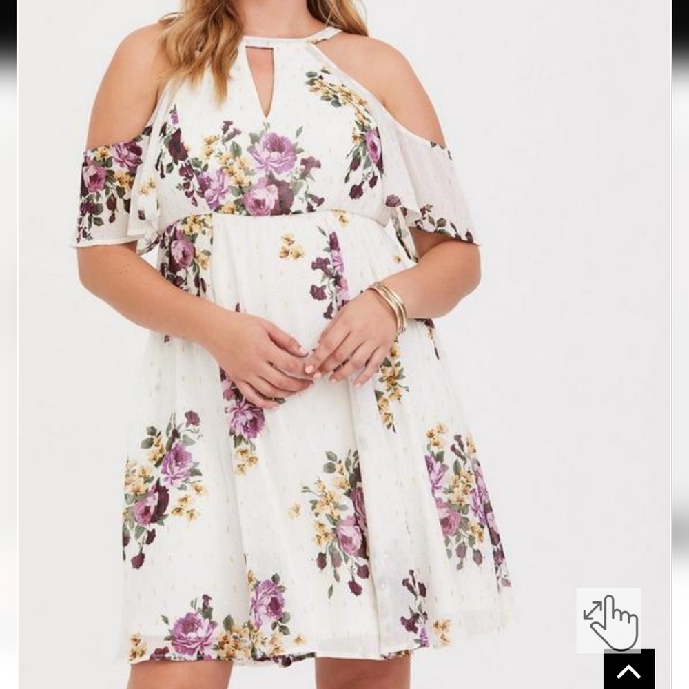 Beautiful Chiffon Cold-Shoulder Dress - Torrid Size 16 (1X)